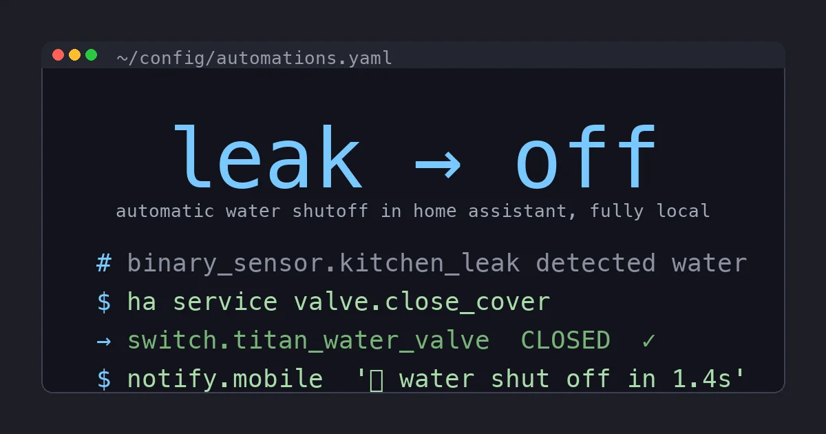 Building a Local Water Shutoff in Home Assistant That Triggers Itself